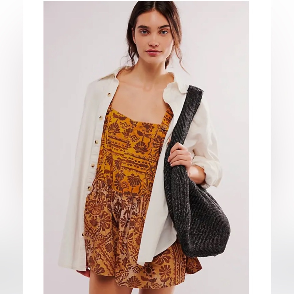NWOT Free People Palm Bay Printed Shortalls